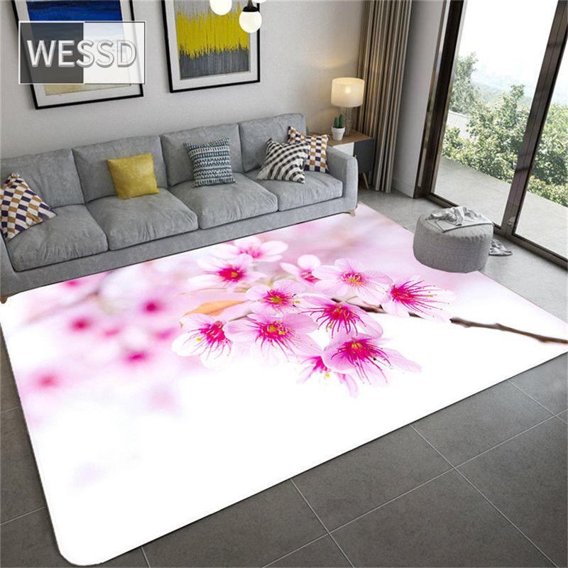 Скандинавский ковер с цветочным узором вишни большого размера для гостиной, водопоглощающий ковер для ванной, напольный коврик, коврик с розовым цветком