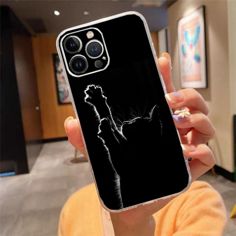 Чехол для телефона Для iphone 17 Pro Max Air 16 15 14 13 Pro Max 15 16 Pro 15Plus Черная кошка