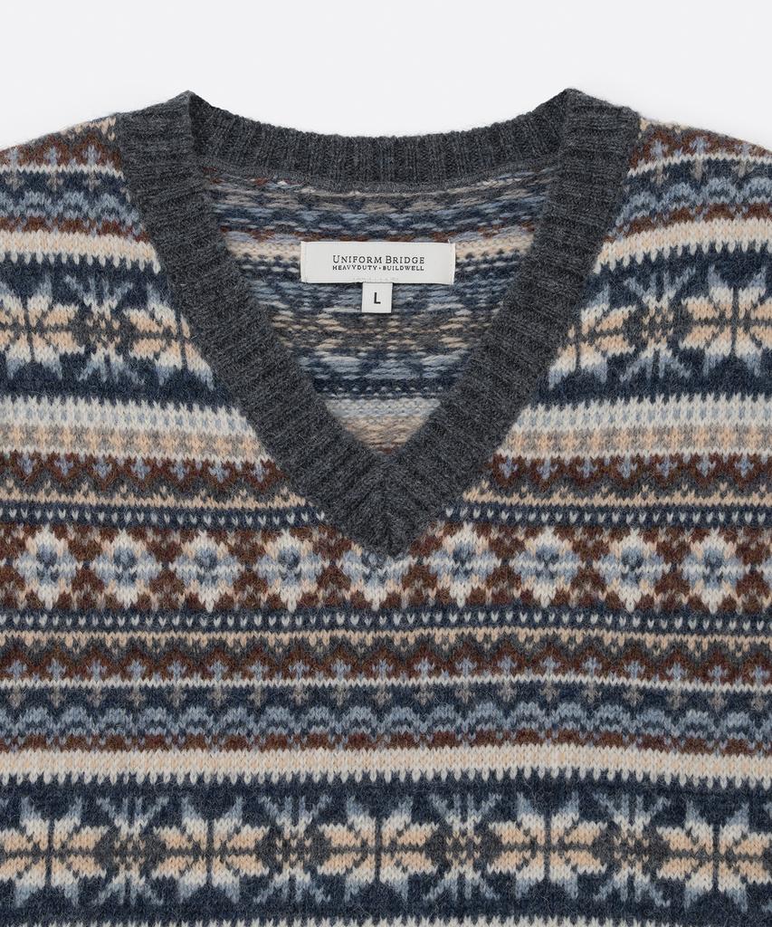 UNIFORM BRIDGE Жилет в стиле Fair Isle, угольный