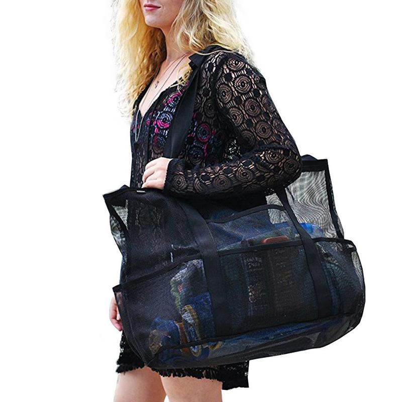 Большая сетчатая сумка с 8 карманами, летняя большая пляжная сумка для полотенец для игрушек, пляжная большая сумка для хранения, сумки для багажа, функциональные сумки