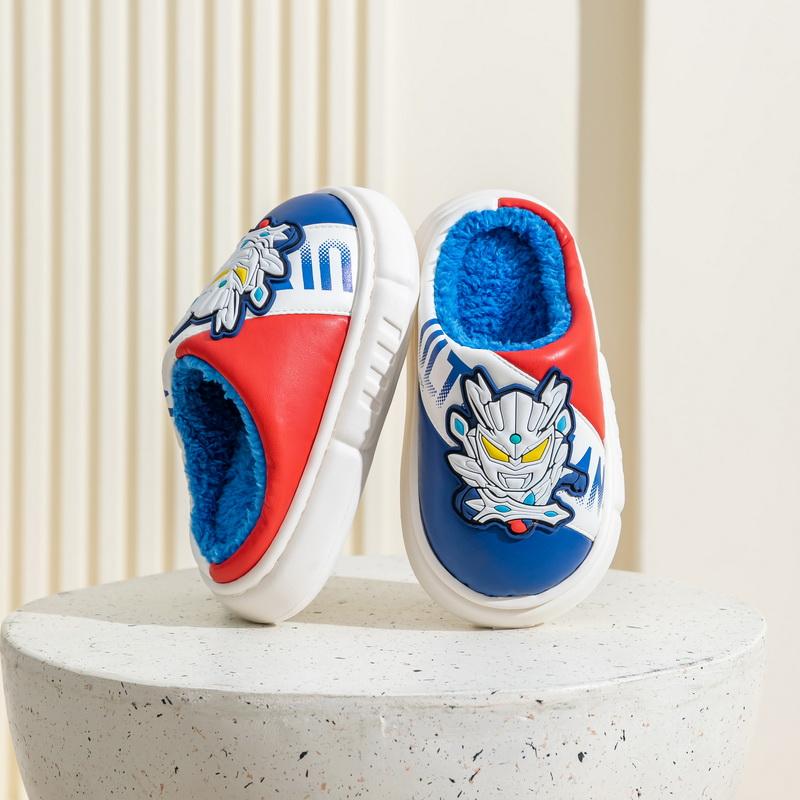 2024 Детские хлопковые тапочки Милые тапочки с героями мультфильмов для мальчиков и девочек Осенне-зимние семейные домашние тапочки для малышей на платформе