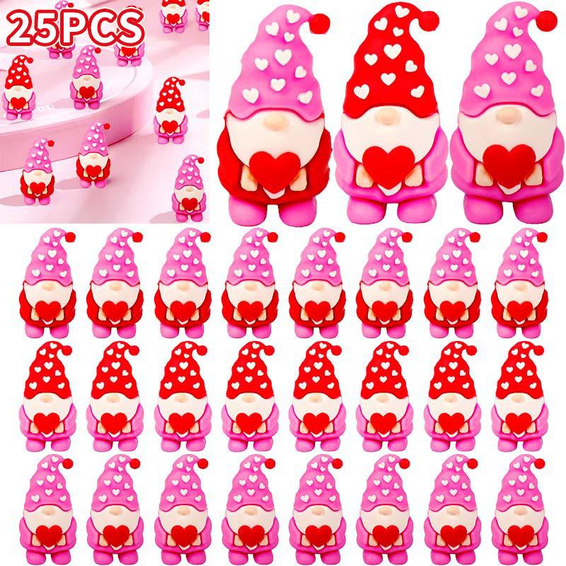 Mini 25Pcs Heart Shaped Doll Decoration Faceless Pvc Ornament Valentine'S Day Gift New Year Creative 1.8Cm X 3.5Cm/0.7In X 1.4In