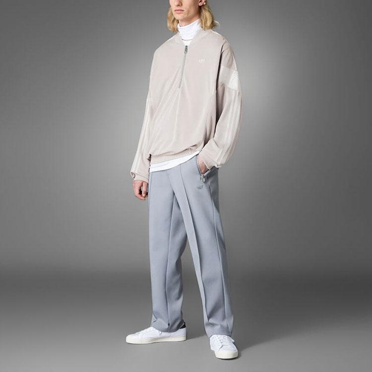 adidas Мужская спортивная куртка Originals в полоску с логотипом и полумолнией Верхняя одежда жемчужно-серая HM2340
