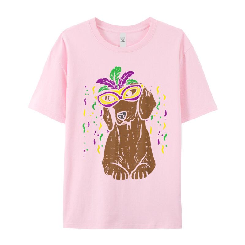 Mardi Gras Dachshund Carnival Wiener Summer Pure Cotton Round Neck Tops Tees Short Sleeve Letter Tee Shirts Classic Tshirts
