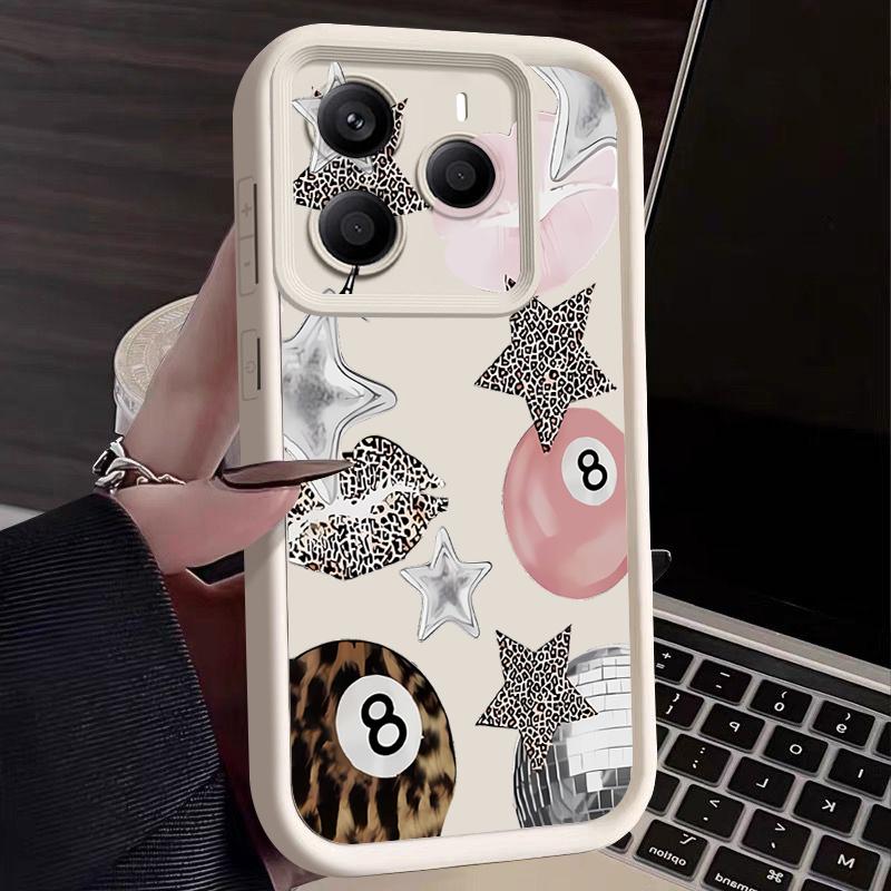 Vintage Leopard Print Stars Billiards Case For Xiaomi Redmi Note 14 13 Pro 5G 4G 12 11 Funda Xiaomi 14T 13T 11T Pro Shockproof Bumper Silicone Cover