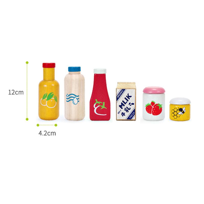 Детские кухонные игрушки Деревянная 3D игрушка Игровой домик Бутылка соуса Мед Реалистичная Клубника Имитация из массива дерева Обучающая игрушка Подарок