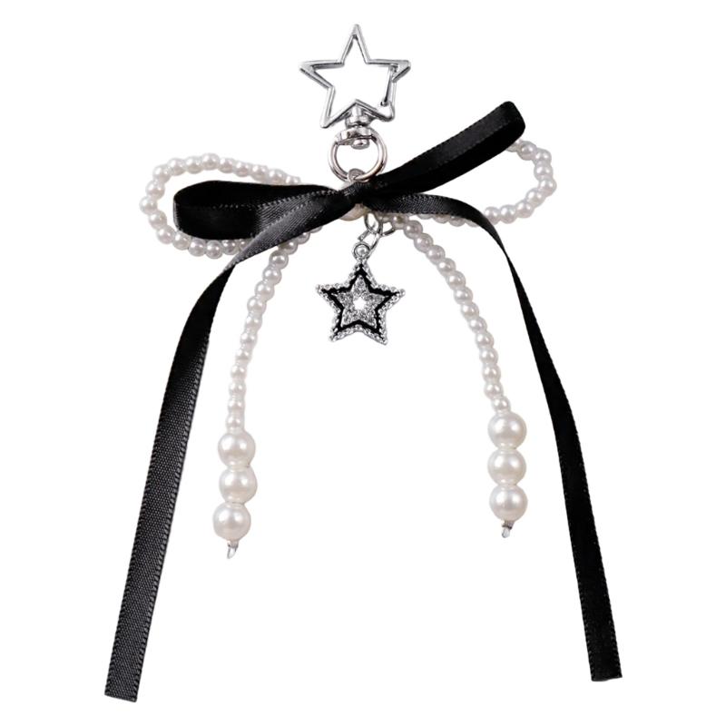 Прекрасные брелоки с бантиками, брелок-звезда, шарм, креативная цепочка для ключей от машины, эстетичные брелоки-подвески, украшения, шарм для сумки
