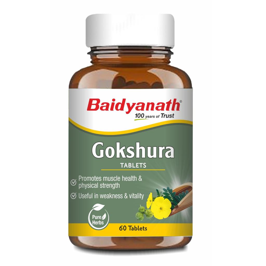 Baidyanath Ayurved Gokshura - 60 таблеток | Поддерживает силу и жизненную энергию