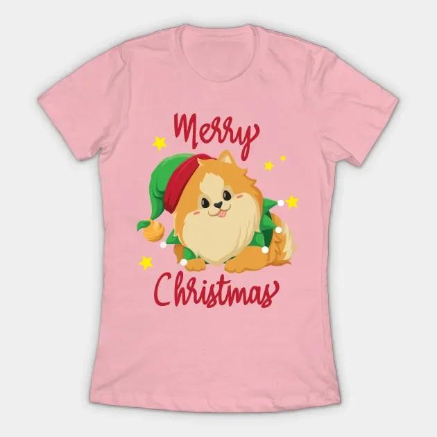 Christmas Pomeranian Merry Xmas Womens TShirt