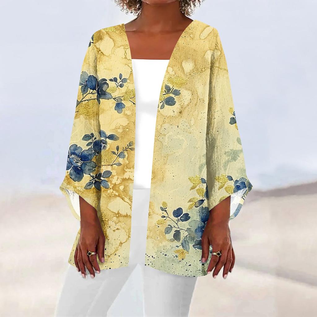 Женская повседневная модная легкая куртка средней длины с принтом, кардиган