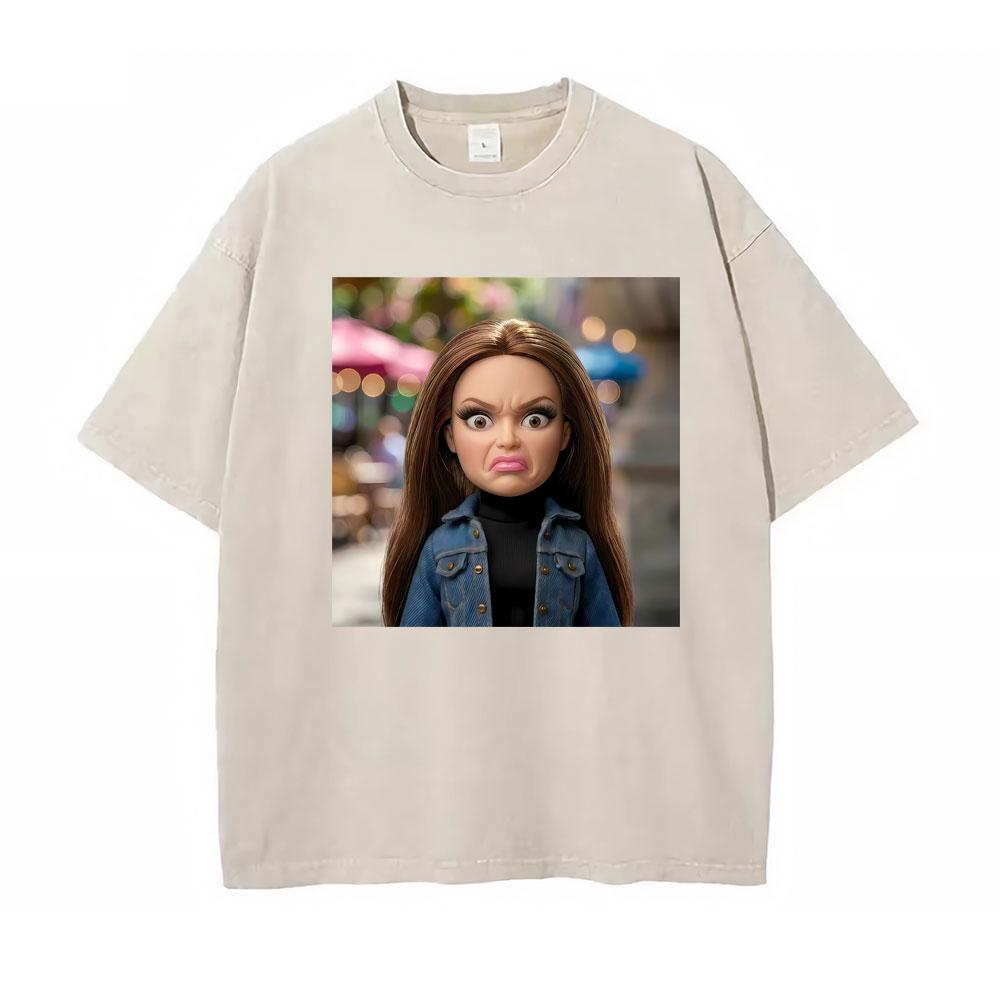 Doll Party Meme Graphic Meme T Shirts Unisex Women Short Sleeve Gothic High Street Tshirt Vintage Washed Cotton Loose T Shirt