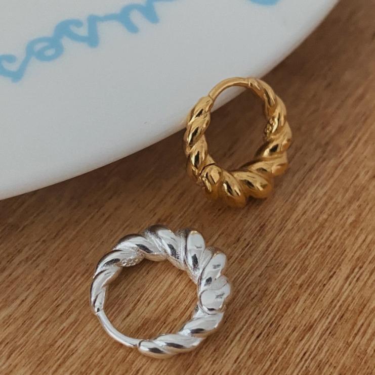 Fashion Jewelry 925 Silver Spiricle Twisted Earring for Women 925 Sterling Silver 18K Gold Plated Hoop Earring Jewelry