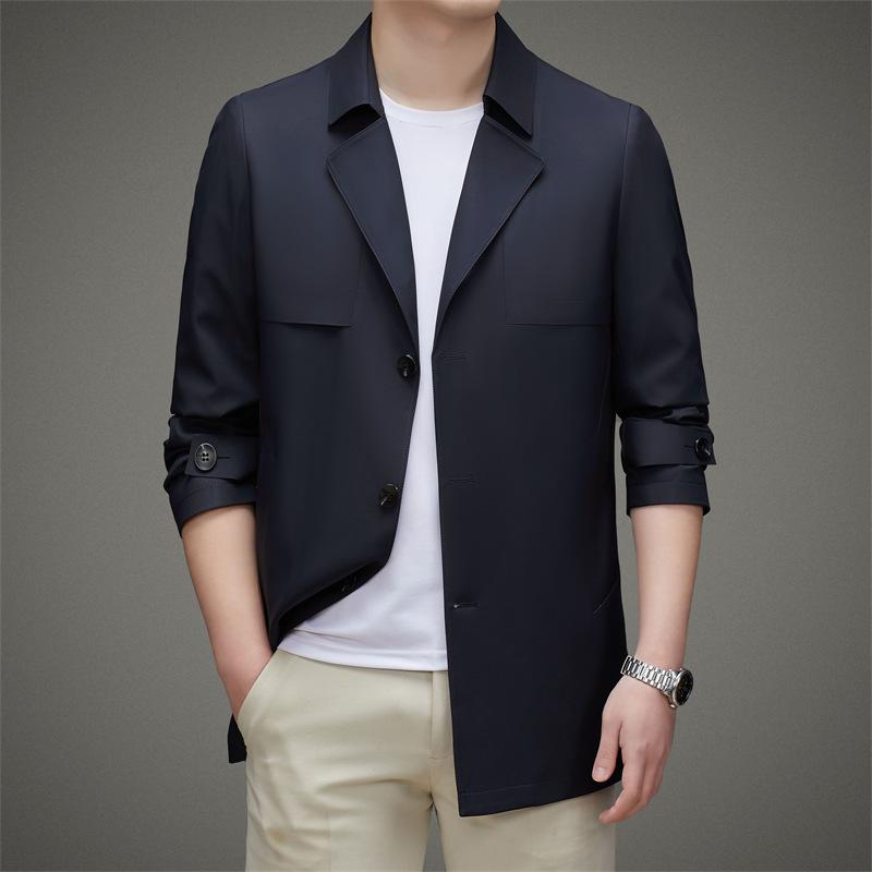 Fashionable Long-sleeved Jacket for Men In Spring New Fashion Trendy and Versatile Mid-length Korean Style Loose Solid Color Top