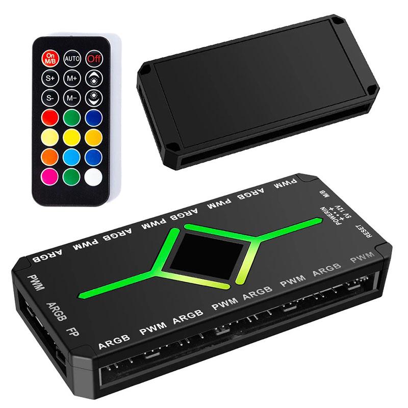 1 К 9 3 в 1 5V 3-контактный ARGB контроллер Хаб для вентиляторов охлаждения PWM Хаб для вентиляторов PWM ARGB Хаб для 5V адресуемых ARGB вентиляторов для компьютерного корпуса ПК