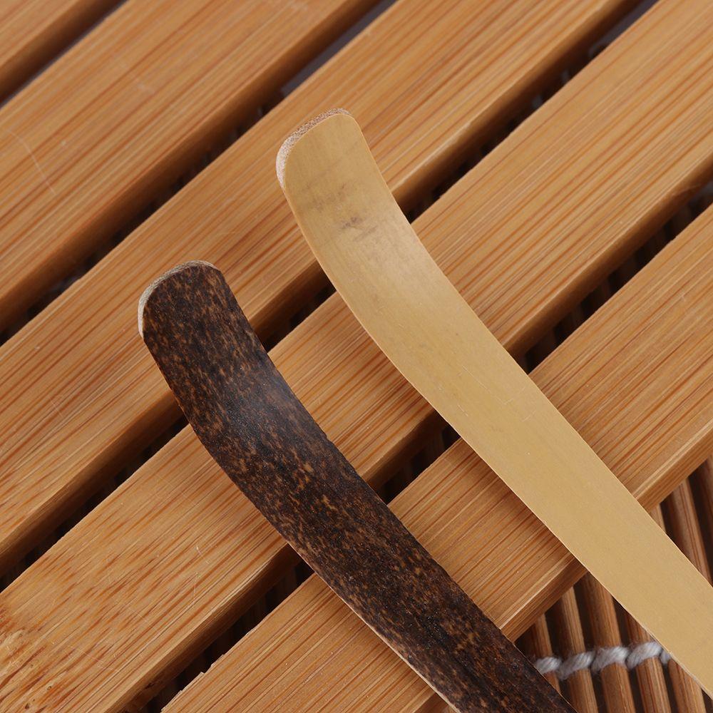 Utensil Guide Spice Gadget Kitchen Tool Matcha Spoon Black Bamboo Wood Leaf Spatula Tea Sticks