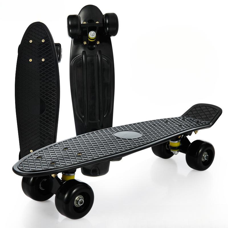 Новый пластиковый четырехколесный скейтборд-рыба с мигающим колесом, дорожный скейтборд с одним деформированным колесом