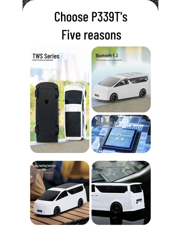 Solar Car Model Bluetooth Speaker - Creative Mini Wireless Audio Ornament P339T
