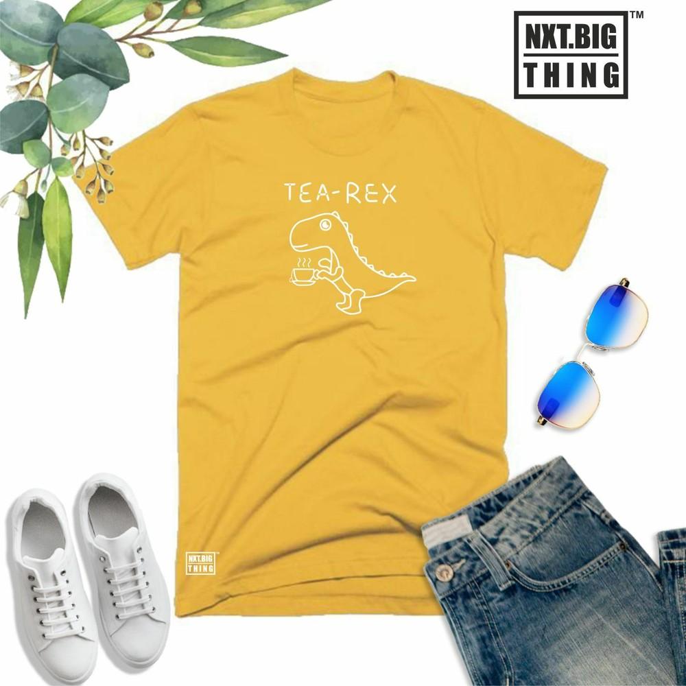 Tea Rex T Shirt Cute Dinosaur Jurassic Morning Coffee Brew Fun Xmas Gift Unisex Top