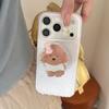 Розовый чехол для iPhone 17/16/15 в корейском стиле в горошек с подставкой в виде коричневого щенка, совместим с 17 Pro Max, для женщин