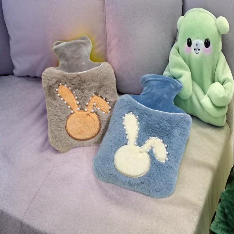 New Model of Hot Water Bottle for Students, Cute Hot Water Bottle with Hand Pockets for Warming Hands and Stomach, Portable Hot Water Bag