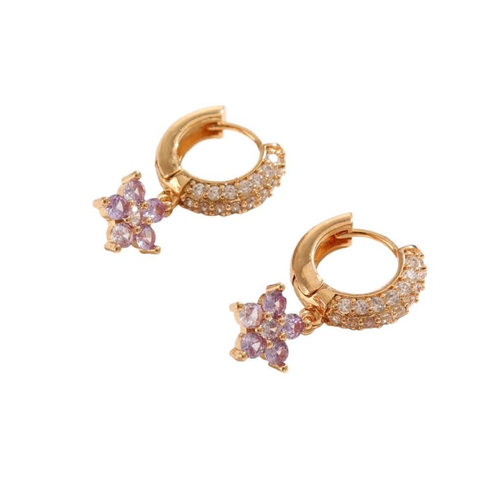 1 Pair Luxury Flowers Dangle Earrings for Women Zirconia Earring Jewelry Wedding Party Accessories