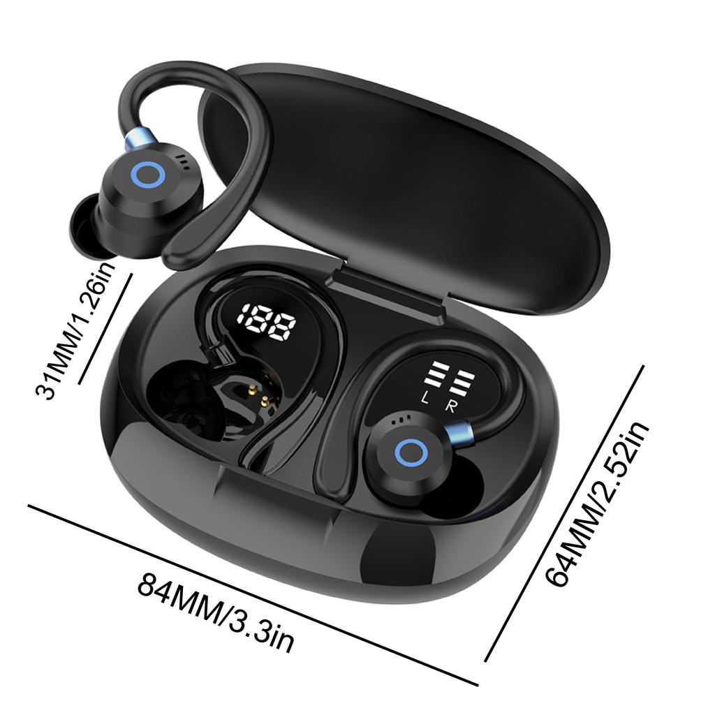 Open‑Ear Clip‑on Wireless Earbuds Bluetooth 5.4 Sport Headphones, 12mm Driver HiFi Stereo Sound, Digital Power Display for Running Workout