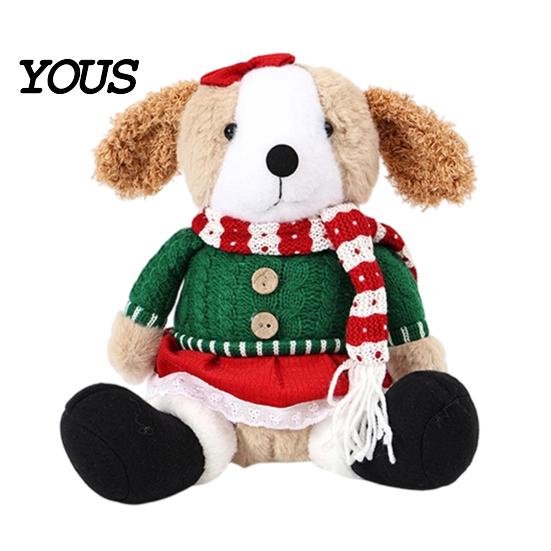 Плюшевая собака в свитере, Рождественская мягкая игрушка-щенок, Кукла-щенок, Шапка Санты для подарка, Шарф, Декор для стола, Камина, Праздничной вечеринки, Для влюбленных