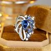 Роскошные кольца с синими кристаллами в виде цветов для женщин, элегантные аксессуары для помолвки с кубическим цирконием