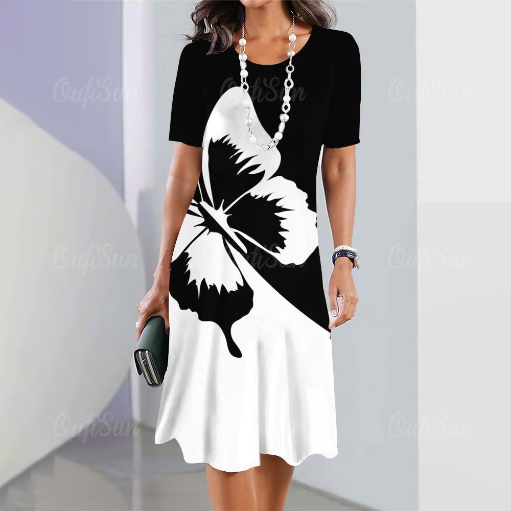 Butterfly & Floral 3D Print New Women's Dresses Plus Size Female Summer Dress