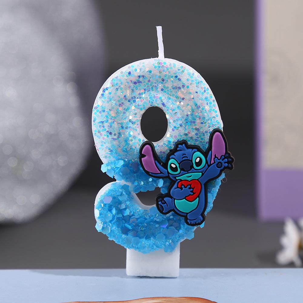 Свеча с блестками Stitch CP: Блестящий цифровой топпер для торта на день рождения