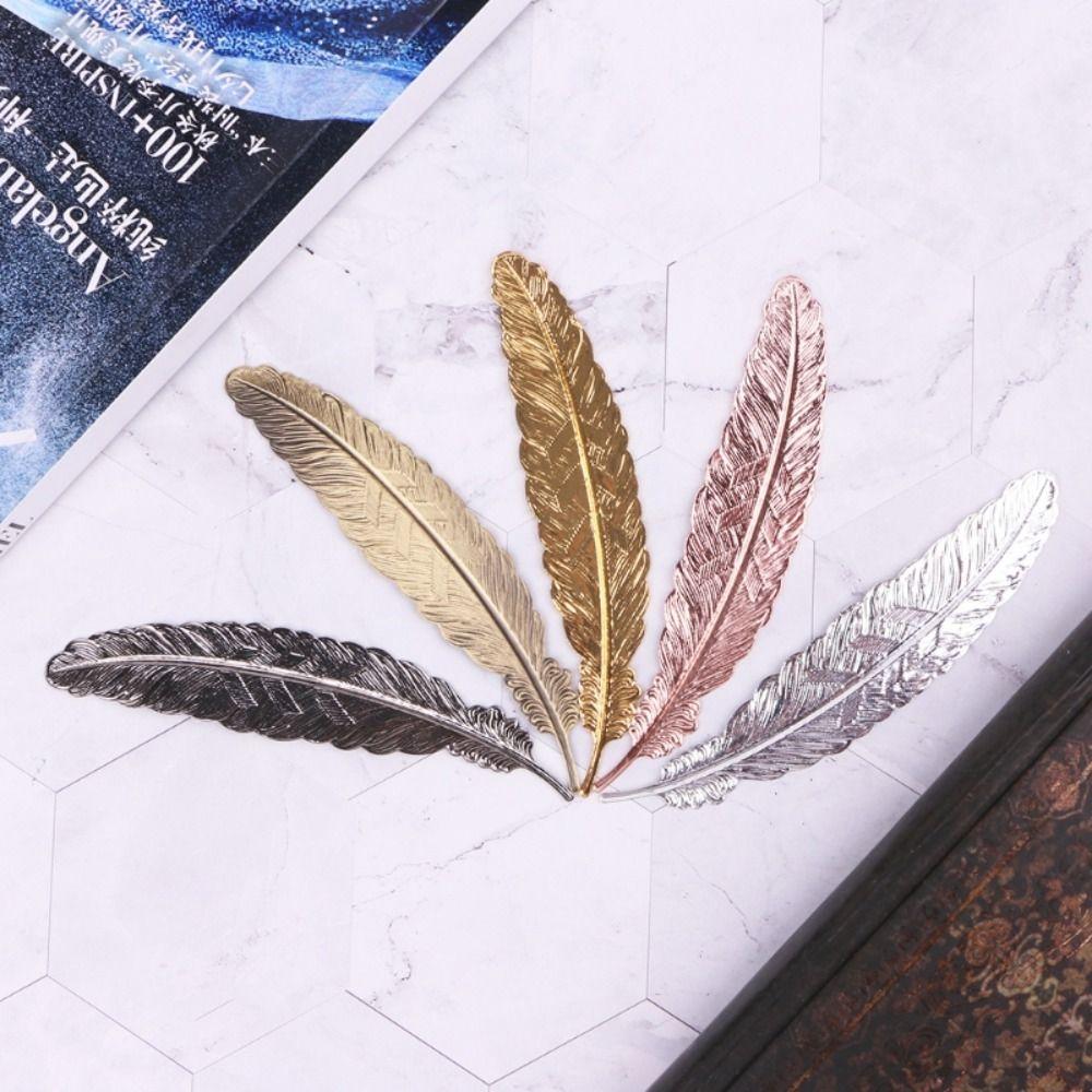 Retro Metal Feather Bookmark Ins Bookmark Feather Pendants Bookmark Photography Tools