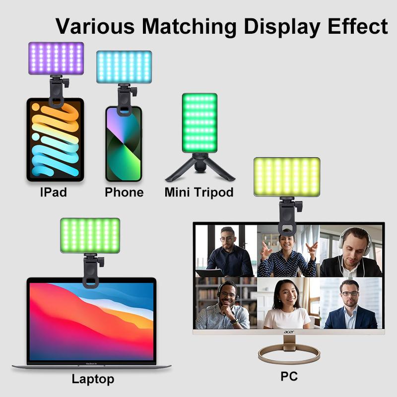 Portable RGB Selfie Light 3100mAh Rechargeable Phone Clip LED Fill Light for Live Broadcast YouTube Vlog Photography Video