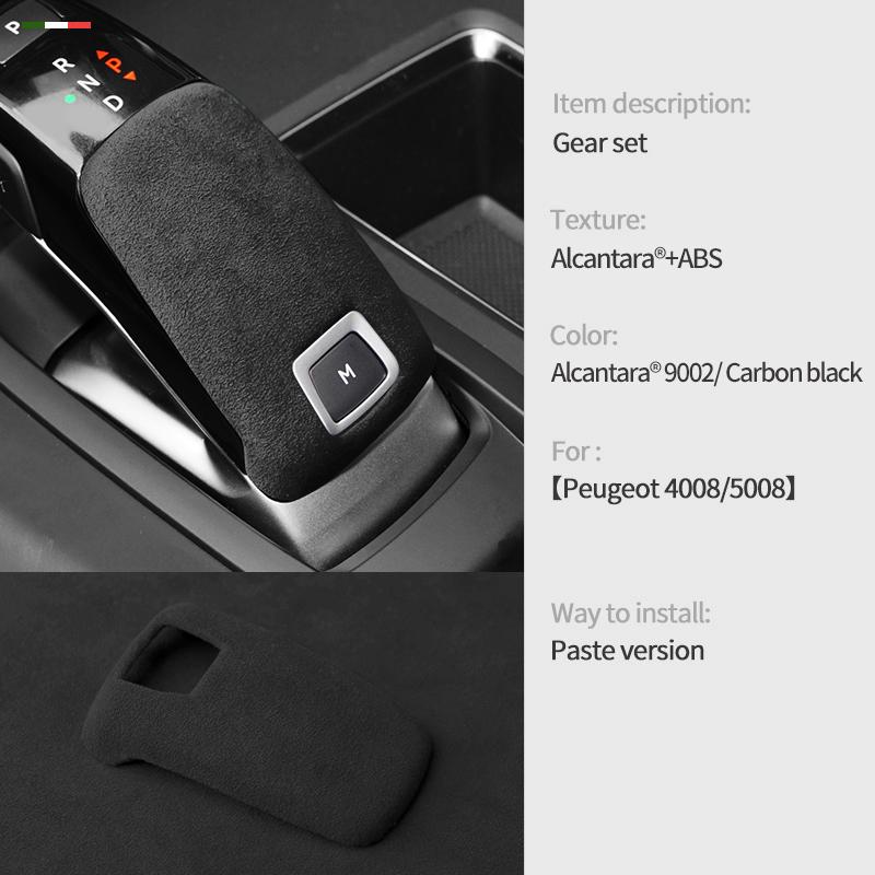 Car Center Console Gear Shift Head Knob Cover Trim Alcantara Suede For Peugeot 4008 5008 508L 2008 3008 GT car accessories