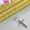 925 Sterling Silver AAA Zircon Cross Pendant Necklace Jewelry