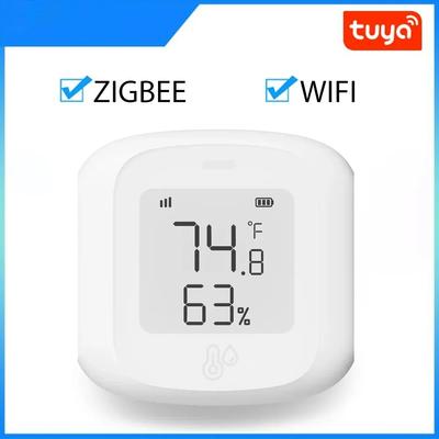 Tuya Smart WiFi/Zigbee Датчик температуры и влажности Гигрометр для помещений Термометр с ЖК-дисплеем Поддержка Alexa Google Home