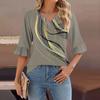 Женский повседневный топ с рукавами 3/4, летняя футболка с v-образным вырезом и пышными рукавами