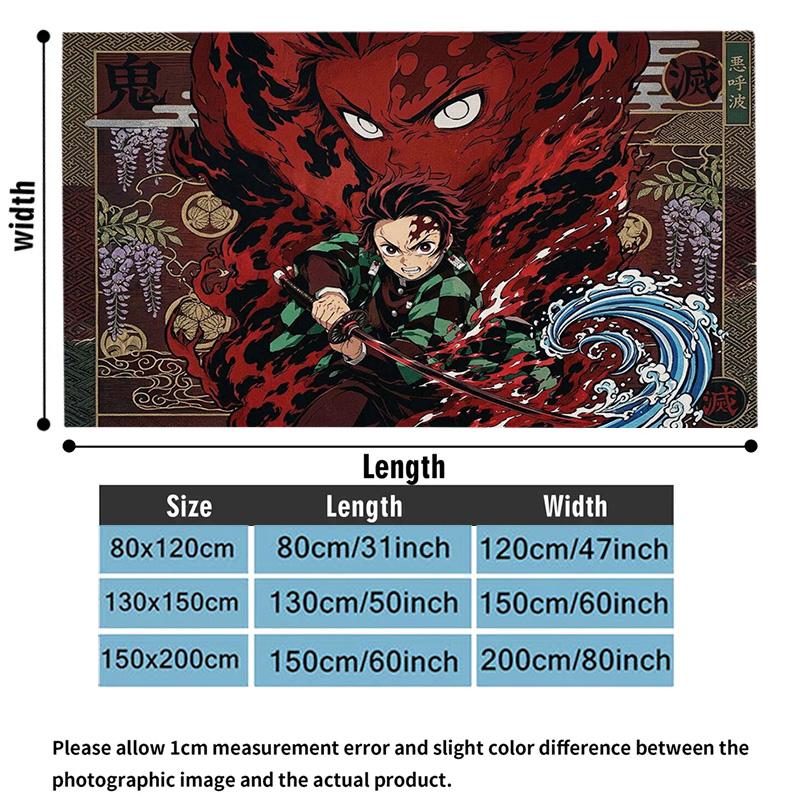 Demon Slayer Character Print Flannel Blanket High Quality Warm Comfortable Cover for All Seasons Perfect for Gifts Home Decor
