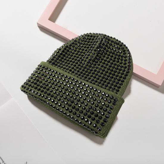 Унисекс зимняя шапка со складчатыми полями, однотонная эластичная шапка со стразами, сохраняющая тепло, для взрослых, для холодной погоды, для улицы и повседневной жизни