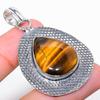 Tiger Eye Handmade Gemstone 925 Sterling Silver Jewelry Pendant 2.09" G9c76