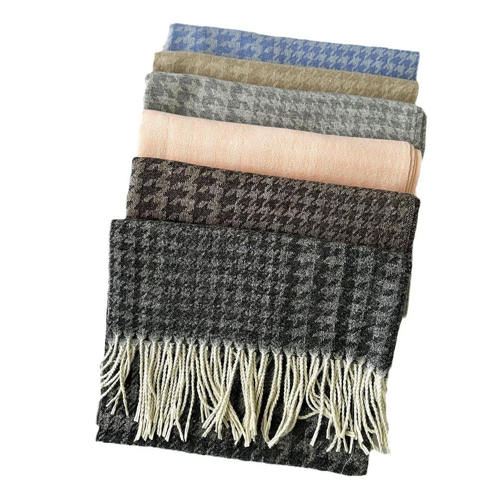 Winter Scarf for Women High End Fashion Houndstooth Shawl Long Tassel Imitation Cashmere Men's Warm Scarf