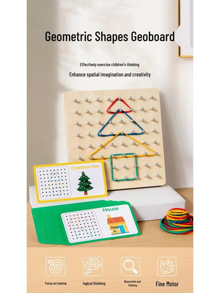 Wooden Geometric Shapes & Pegboard Educational Puzzle Toy for Early Childhood Development