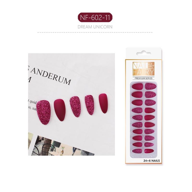 Fake Nails Matte Frosted Full Set Coffin Nails Girl Ballet False Nails Finished Nail Art Glitter Shiny Blingbling Press On Square Pointed Full Cover