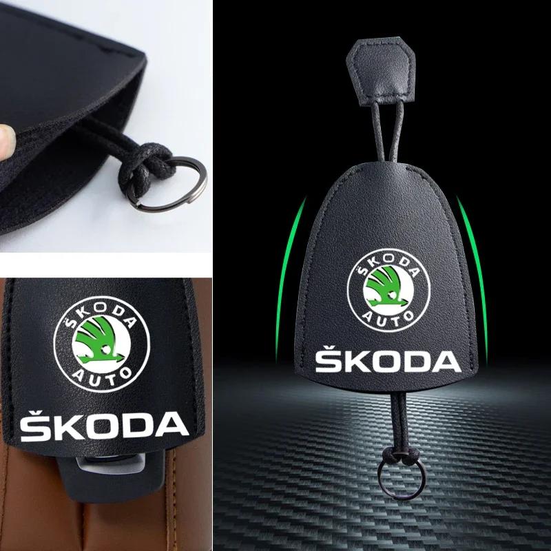 Card case key chain key case leather car key cover shell buckle for Skoda fabia 2 octavia 3 rapid superb Accessories Led Luggage WL5