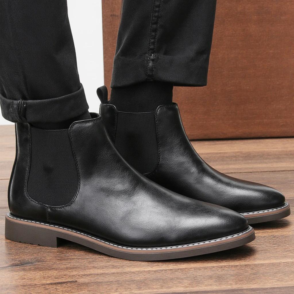 HECRAFTED SHOES/ Зимние мужские ботинки из искусственной кожи