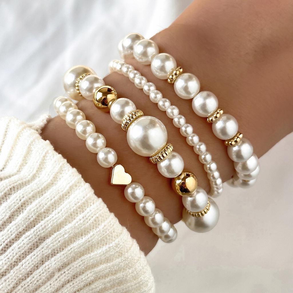 Women' Pearl Bracelet 4 Pieces SET Pearls Set PEARLS Wedding