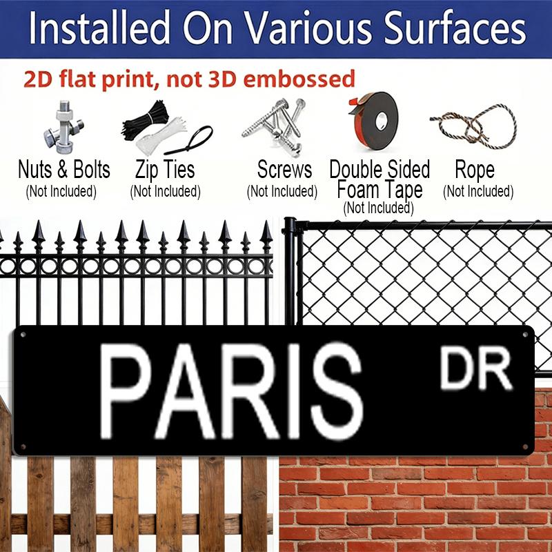 1 шт. Винтажная алюминиевая табличка "PARIS", 15,7×3,94 дюйма, Водонепроницаемый и пылезащитный настенный декор для дома, бара, кафе, паба, ресторана, Ретро Железное Арт-Постер для