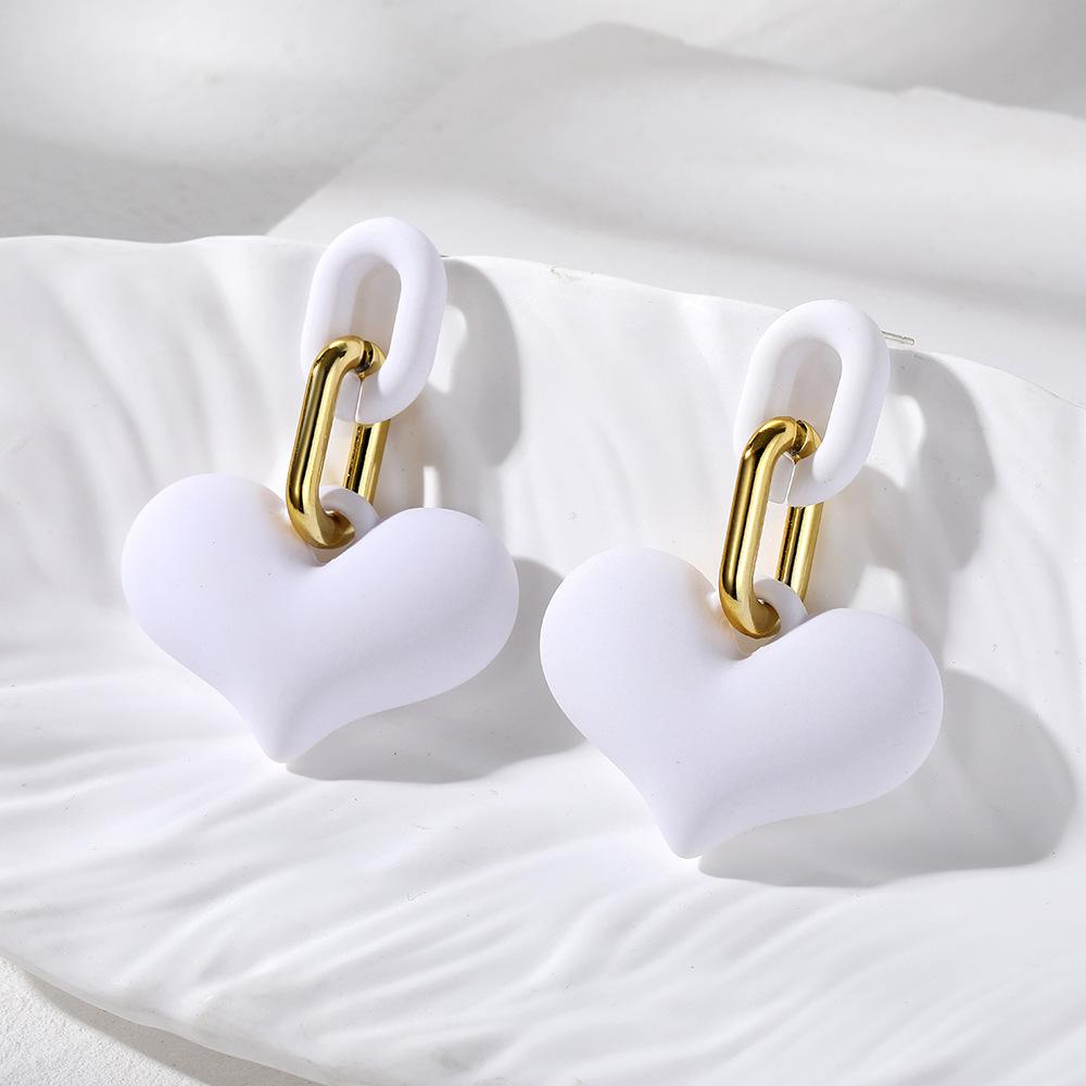 Pinkdudu New Macaron Love Square Acrylic Drop Earrings Light Luxury Multicolor Geometric Earring for Women Jewelry PD1856