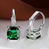 Серебряные серьги-кольца цвета розового золота с геометрическим изумрудом и зеленым камнем, свадебные висячие серьги для женщин