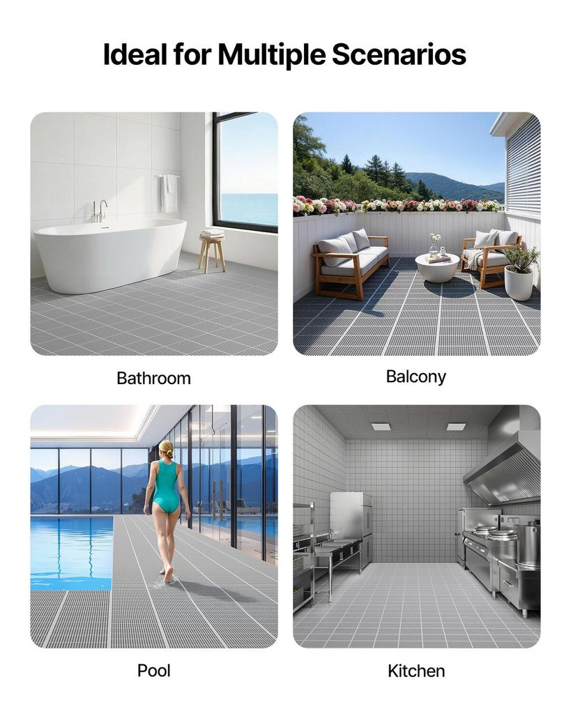 Drainage Mat, 90 x 1500 cm, PVC Non Slip Commercial Floor Mat, Wet Area Water Drain Splash Matting Hollow Doormat Roll, for Outdoor Indoor Restaurant