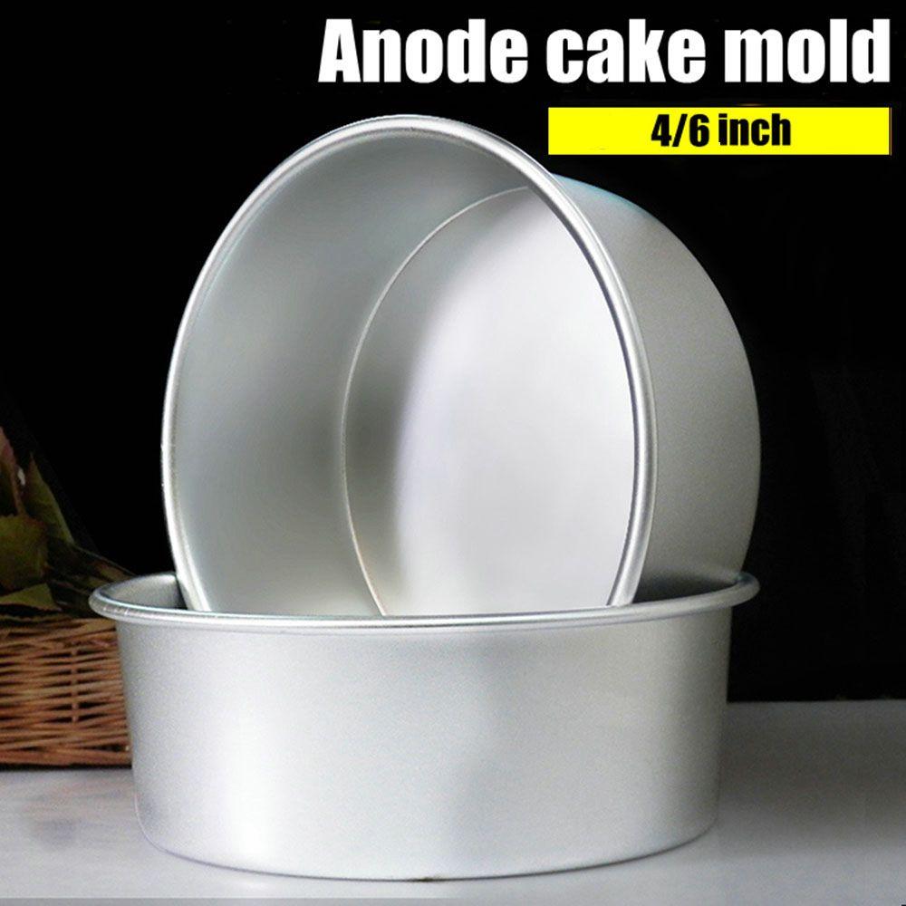 4/6inch Bakeware Round Pattern Dish Fixed Bottom Aluminum Alloy Die Cake Pan Tray Pudding Mold